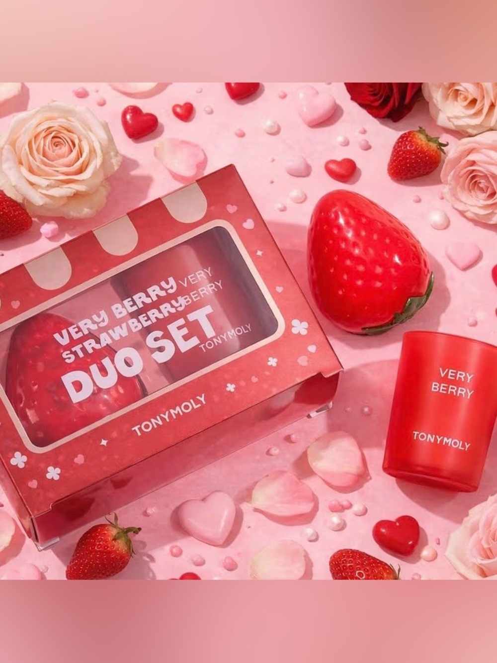 Tonymoly TikTok, viral VERY Berry STRAWBERRY, DUO, SET, 🍓 LOTION & 🍓 CANDLE